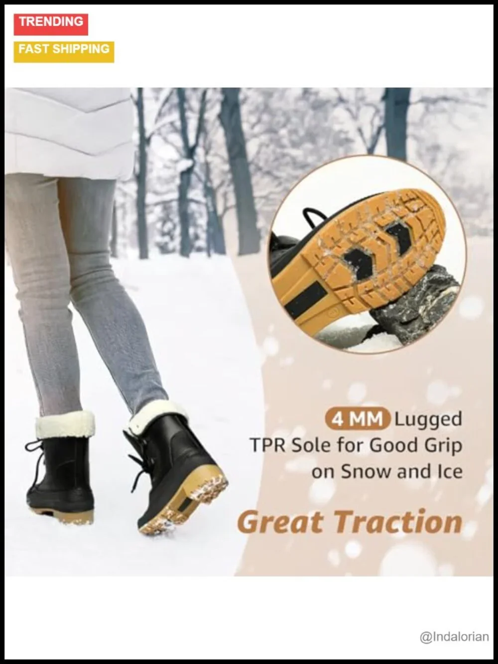 Waterproof Insulated Snow Boots with Non-Slip Sole for Winter Hiking